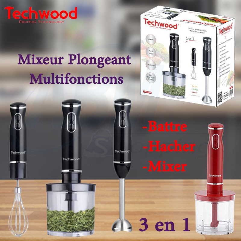 Mixeur Plongeant 3 En 1 - TMS-9666 - 600 W - Noir