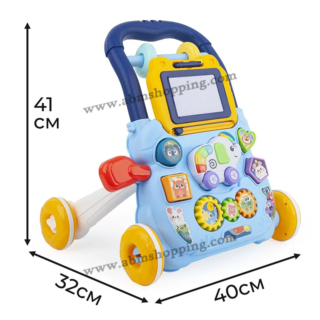 Trotteur marcheur pour bébé avec un piano et une ardoise magnétique | Huanger - Bleu