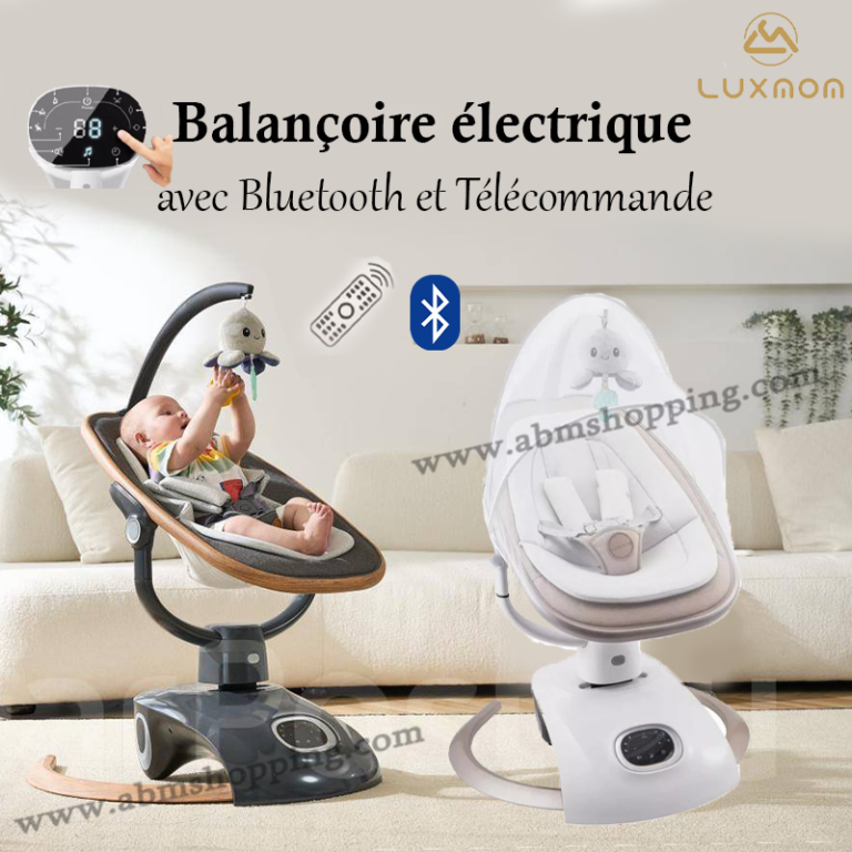 Berceuse Électrique Bébé 4 Modes - Télécommande, USB, 12 Berceuses - Moustiquaire Incluse (Gris)