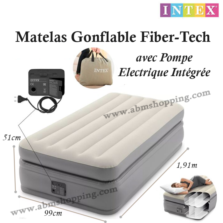 Matelas gonflable 1 personne avec pompe