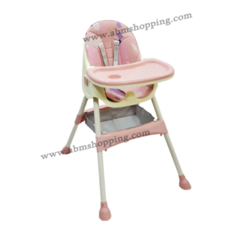 Chaise haute ajustable à 2 niveaux pour les bébés de 6 mois à 3 ans - Rose