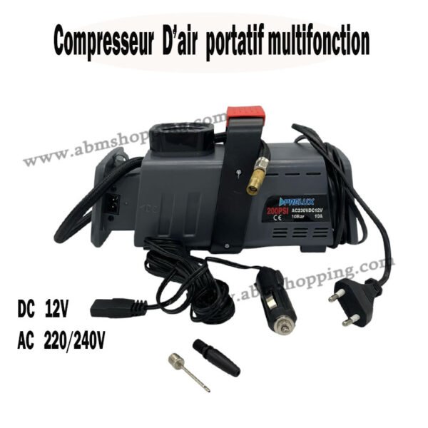 Compresseur d'air portatif multifonction 95W, 7Bar, 20L/min