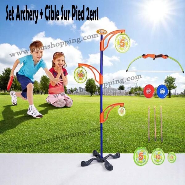 Set Archery + Cible Sur Pied 2en1