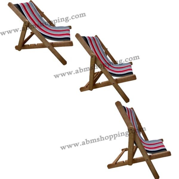 Chaises de plage pliantes en bois51X78X77cm – Image 2