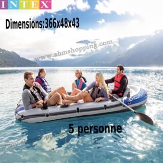 Bateau pneumatique Excursion pour 5 personnes avec les rames en aluminium et pompe à air366x148x43|Intex