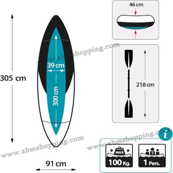 Kayak excursion pro k1 +pompe  pagaie 305x91x46cm |INTEX – Image 4