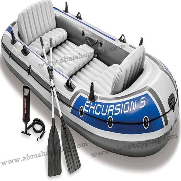 Bateau pneumatique Excursion pour 5 personnes avec les rames en aluminium et pompe à air366x148x43|Intex – Image 4