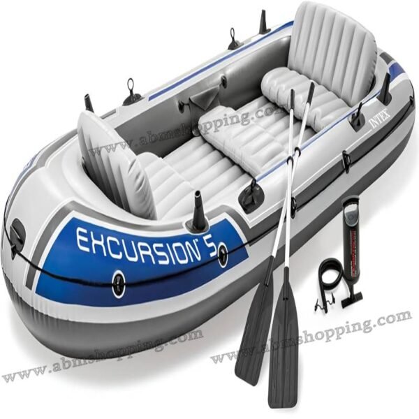 Bateau pneumatique Excursion pour 5 personnes avec les rames en aluminium et pompe à air366x148x43|Intex – Image 3