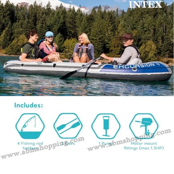 Bateau pneumatique Excursion pour 5 personnes avec les rames en aluminium et pompe à air366x148x43|Intex – Image 2