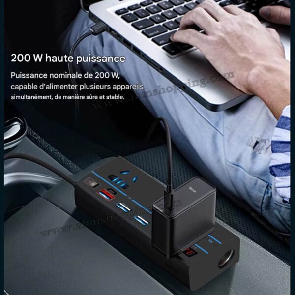Convertisseur de tension pour voiture 12V/24V>110V/220V Puissance 200W – Image 2