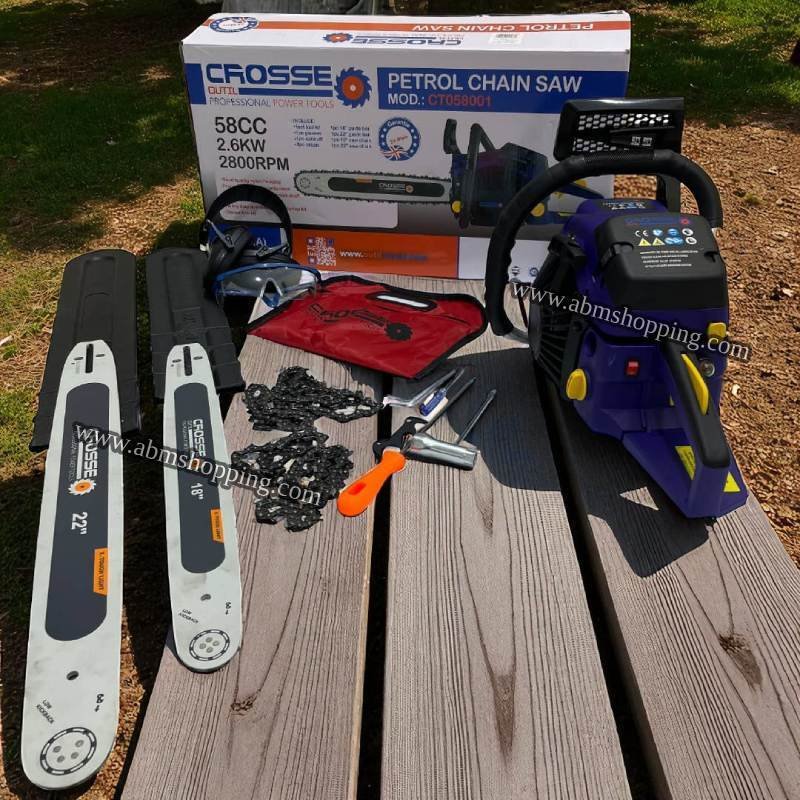 Scie à Chaîne Essence 2600W avec 2 Chaines 18" & 22" & Accessoires | CROSSE – Image 5