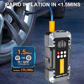 Booster batterie et gonfleur de pneu 3750A 26000mAh 4en1 | Beetro