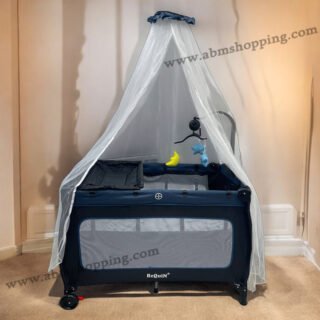 Lit Parc Bébé 2 Niveaux 105x70cm avec Mobile Musical | Meloo - Bleu