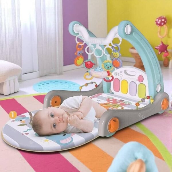 Trotteur et Tapis d’éveil 6en1 avec piano musical, projection et Bluetooth