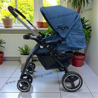 Poussette réversible avec capote protecteur - Bleu Lin