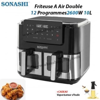 Friteuse A Air Double Avec Fonction Gril 12 Programmes 2600W 10L | SONASHI SAF-105