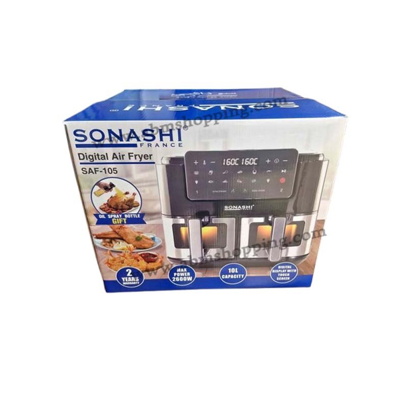 Friteuse A Air Double Avec Fonction Gril 12 Programmes 2600W 10L | SONASHI SAF-105 – Image 2