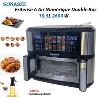 Friteuse A Air Numérique Double Bac 10,5L 2600 W Digital Multiprogrammes | Sonashi SAF-115