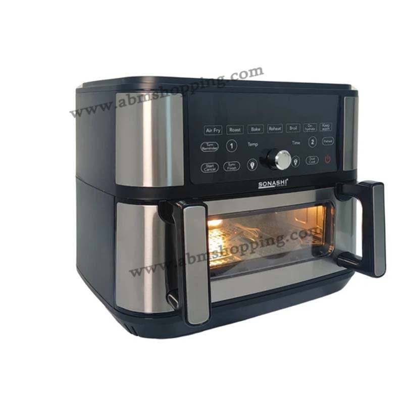 Friteuse A Air Numérique Double Bac 10L 2600 W Digital Multiprogrammes EN Inox | Sonashi SAF-110 – Image 4