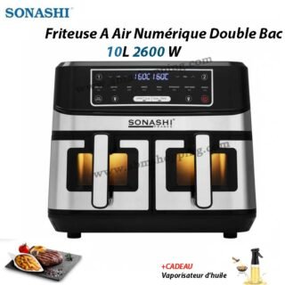 Friteuse A Air Numérique Double Bac 10L 2600 W Digital Multiprogrammes | Sonashi SAF-106