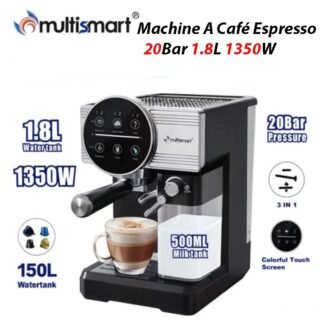Machine A Café Espresso Automatique 3En1 Lait Et Café Cappuccino 20Bar 1.8L 1350W | Multismart MS-CF1201