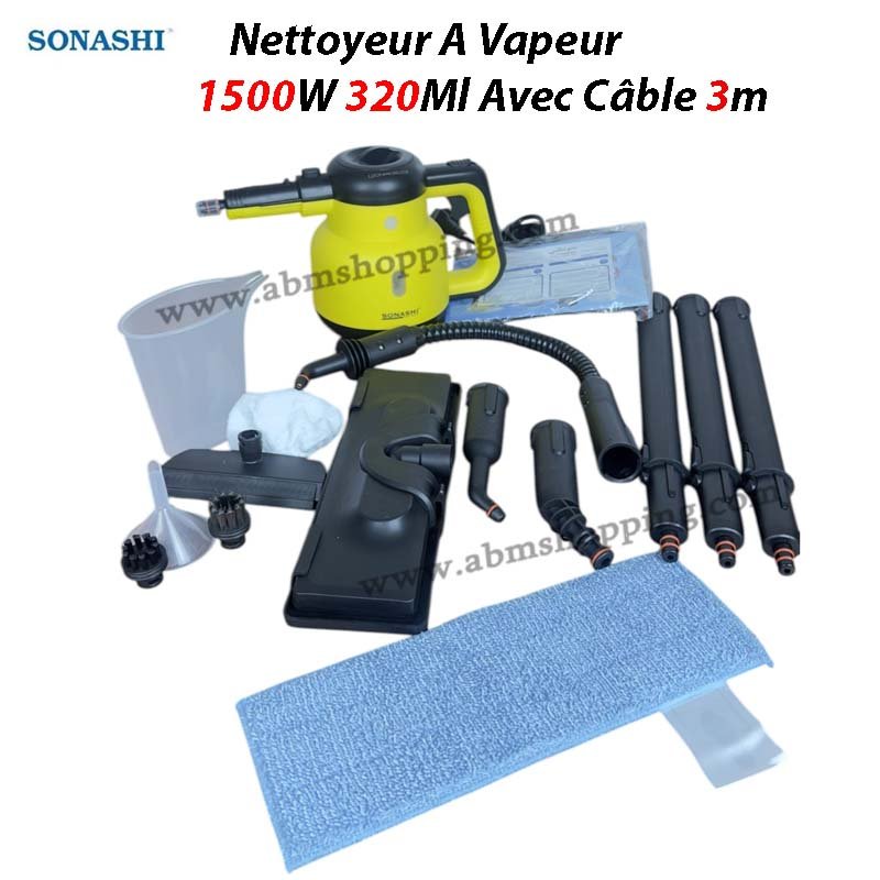 Nettoyeur A Vapeur 1500W 320Ml Avec Câble 3m | SONASHI STC-9039