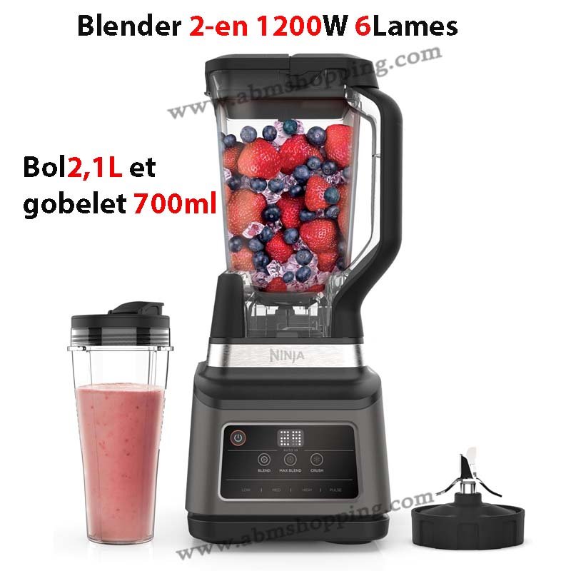 Blender 2-en1 1200W 2,1L et 700ml 6Lames avec Auto-iQ | Ninja iQ BN750EU