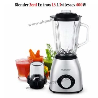 Blender 2en1 En inox 1.5 L 3vitesses 400W | TrustMann TM-B-001