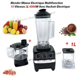 Blender Mixeur Electrique Multifonction 15 Vitesses 2L 4500W Avec Hachoir Electrique| SILVERKITCHEN