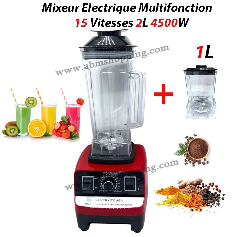 Blender Mixeur Electrique Multifonction 15 Vitesses 2L 4500W | SILVERKITCHEN SK-9120