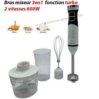 Bras mixeur 3en1 avec fonction turbo 2 vitesses 600W | SilverCrest HB5005KM-N