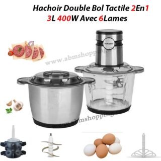 Hachoir Électrique Tactile Double Bol 2En1 3L 400W Avec 6Lames | SONASHI SMC-25
