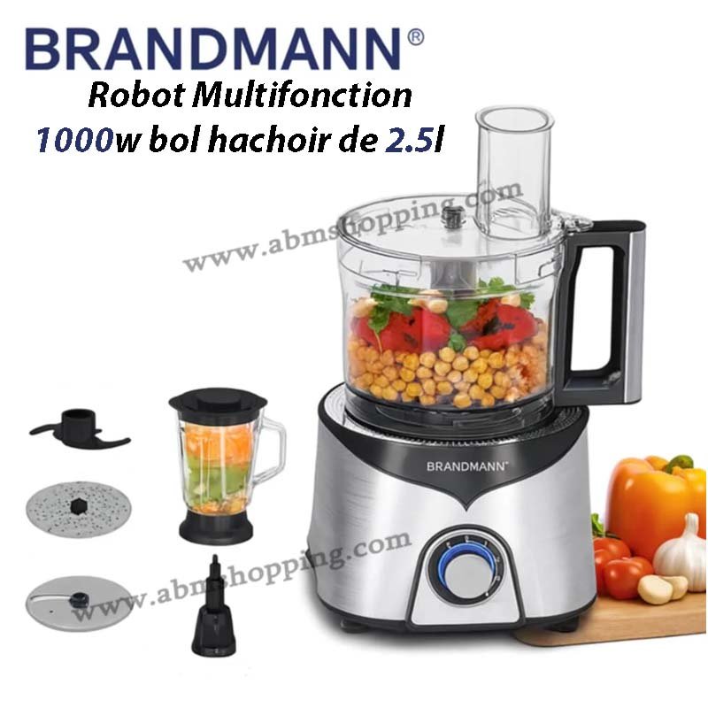 Robot Multifonction 1000w avec bol hachoir de 2.5l | Brandmann BR-FP2605