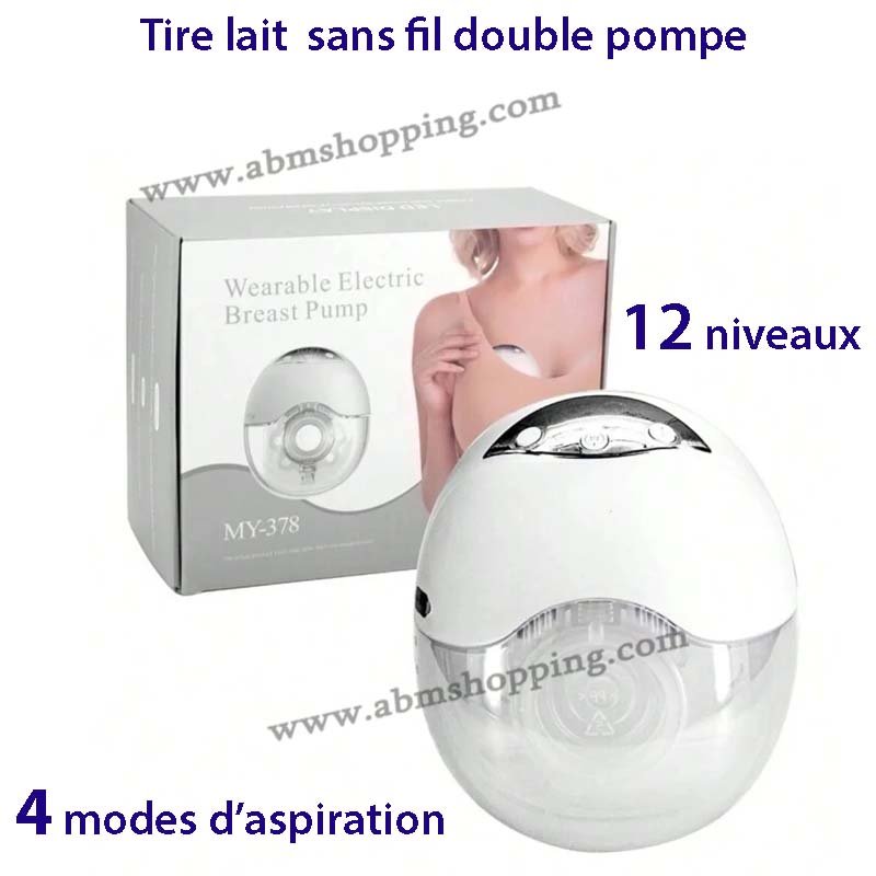 Tire lait électrique sans fil mains libres double pompe affichage LED 4 modes d’aspiration 12 niveaux | MY-378