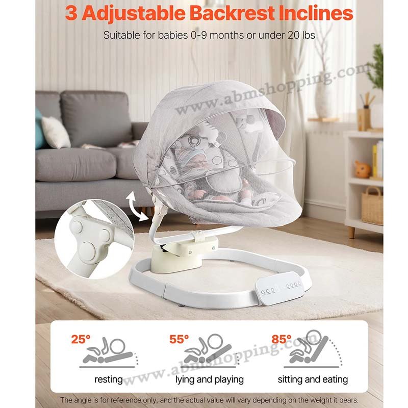 Balancelle Bébé Électrique Multifonction 15kg avec Musique et Inclinaison Réglable | Tinylo – Image 8