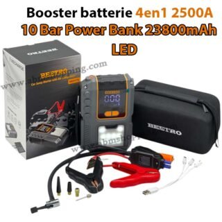Booster batterie 4en1 2500A Compresseur de voiture 10 Bar Power Bank 23800mAh LED avec pochette | Beetro BE0170