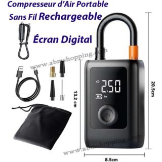 Compresseur d’Air Portable Sans Fil Rechargeable avec Écran Digital