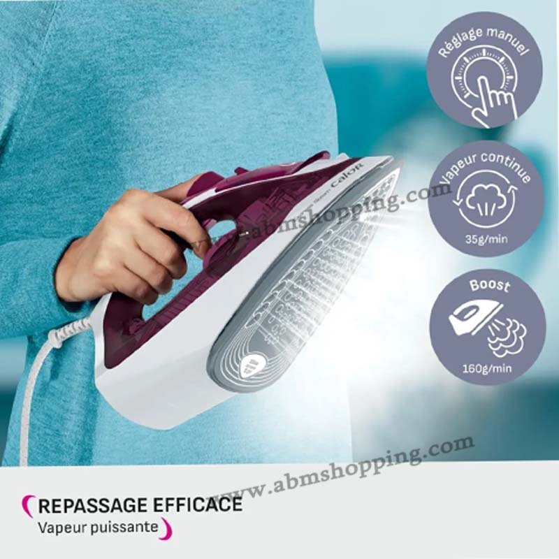 Fer À Repasser À Vapeur 2500W 270mL Avec Chauffe Rapide Et Semelle Céramique | Calor FV2835C0 – Image 2