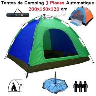 Tentes de Camping 3 Places Automatique 200x150x120 cm