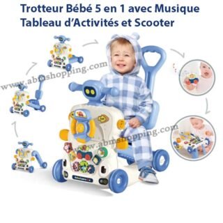 Trotteur Bébé 5 en 1 avec Musique Tableau d’Activités et Scooter | Activity Walker