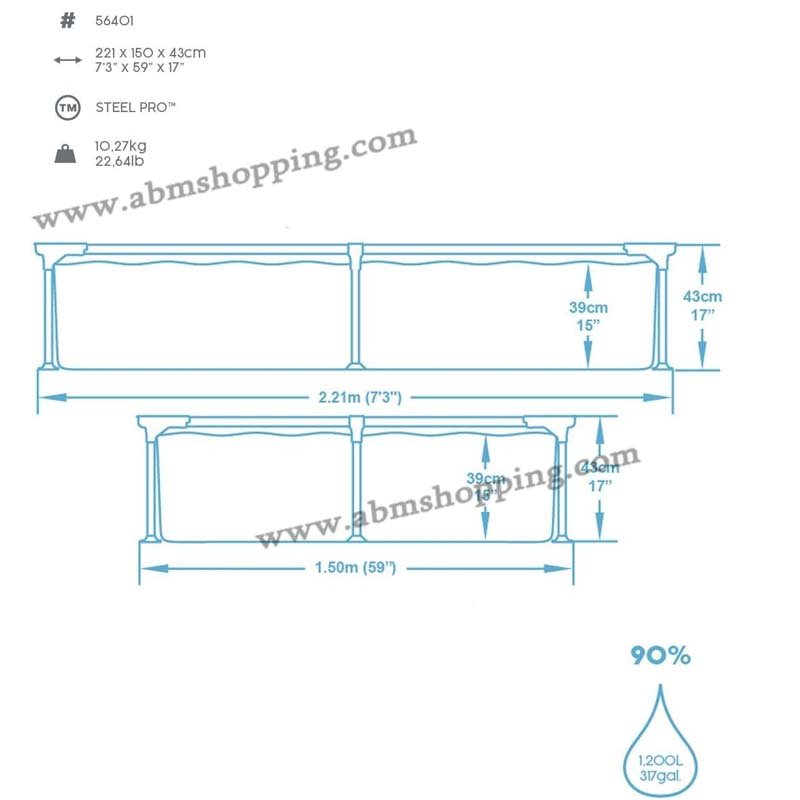 Piscine Hors Sol Tubulaire Rectangulaire Steel Pro 221x150x43cm | bestway – Image 5