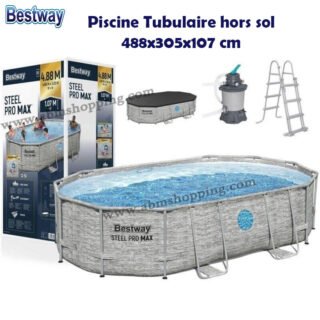 Piscine Tubulaire hors sol 488x305x107 cm Swim vista avec cadre et système de filtration à sable | bestway