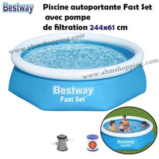 Piscine autoportante Fast Set avec pompe de filtration 244x61 cm | Bestway