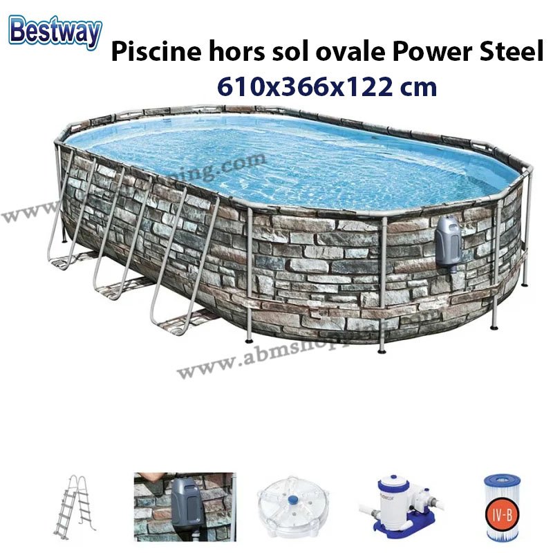 Piscine hors sol ovale Power Steel 610x366x122 cm | bestway