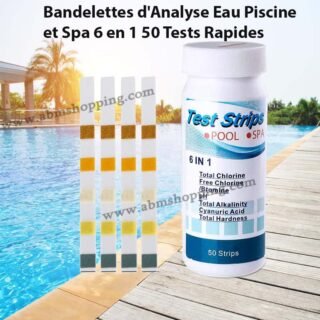 Bandelettes d'Analyse Eau Piscine et Spa 6 en 1 50 Tests Rapides