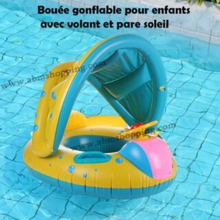 Bouée gonflable pour enfants Baby Swimming Ring avec volant et pare soleil