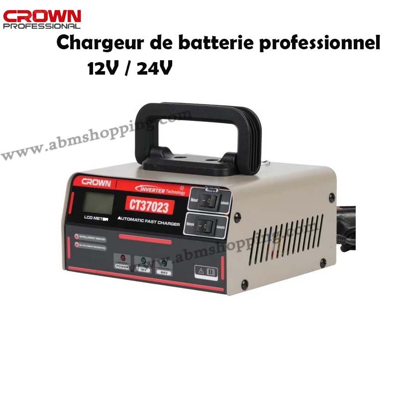 Chargeur de batterie professionnel 12V / 24V | CROWN CT37023