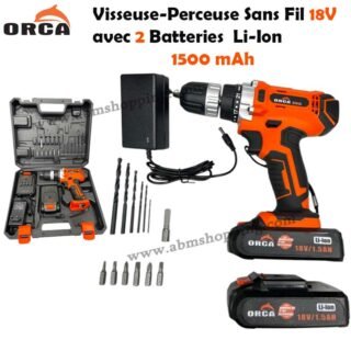 Visseuse-Perceuse Sans Fil 18V avec 2 Batteries Li-Ion 1500 mAh | ORCA CD318